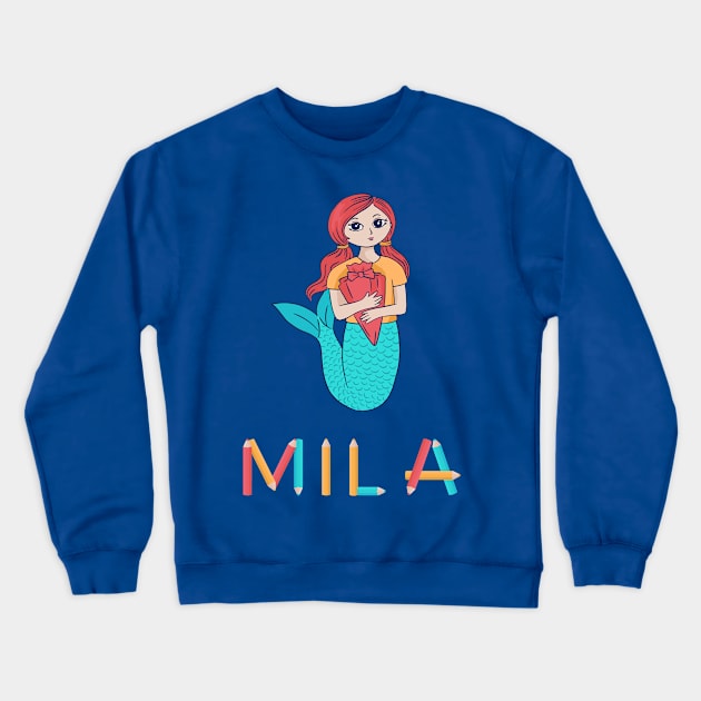 School Enrollment Mermaid Mila Crewneck Sweatshirt by DePit DeSign